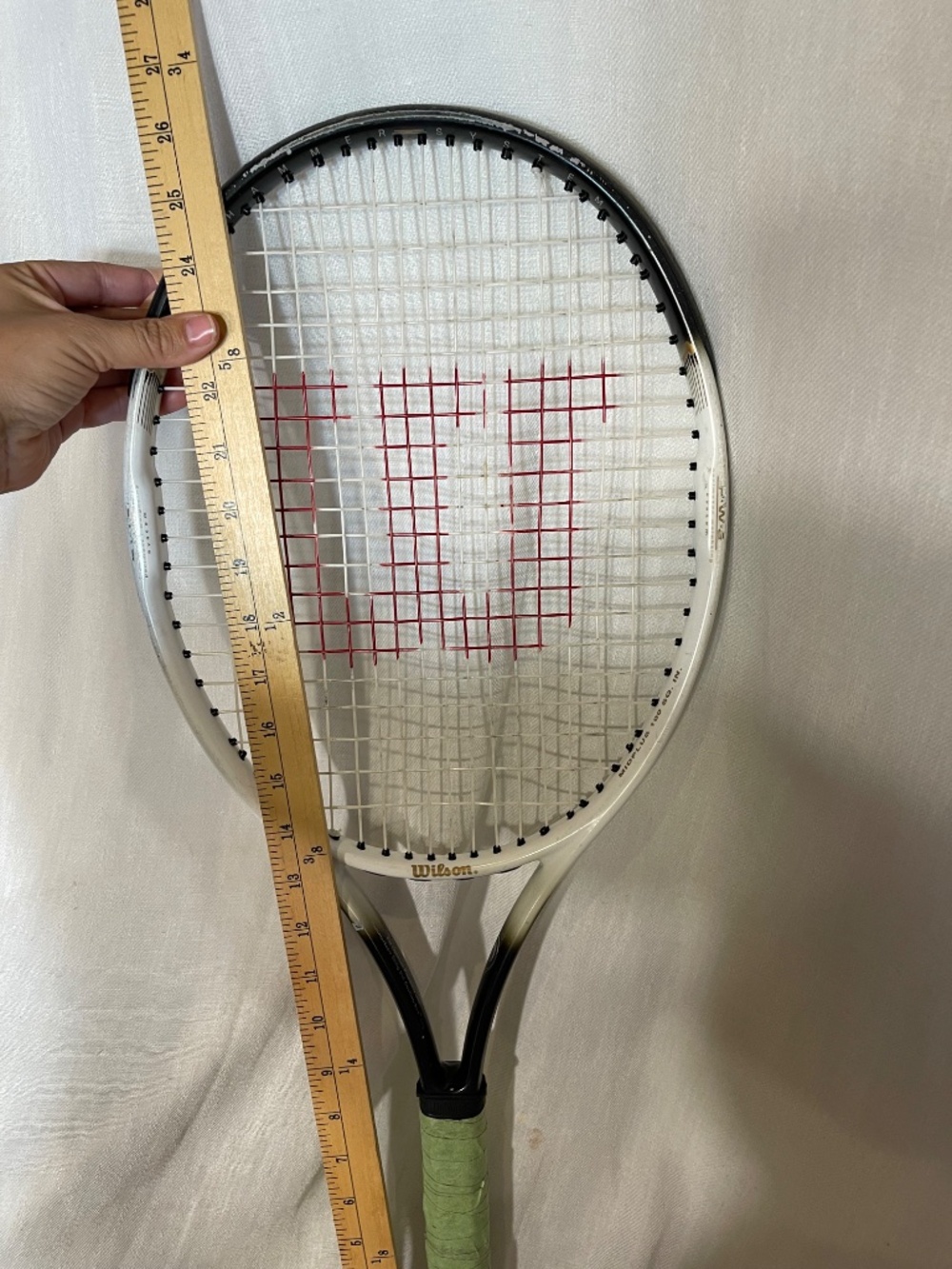 Wilson Tennis Racket with Red W String Logo and Green Grip - Picture 11 of 12
